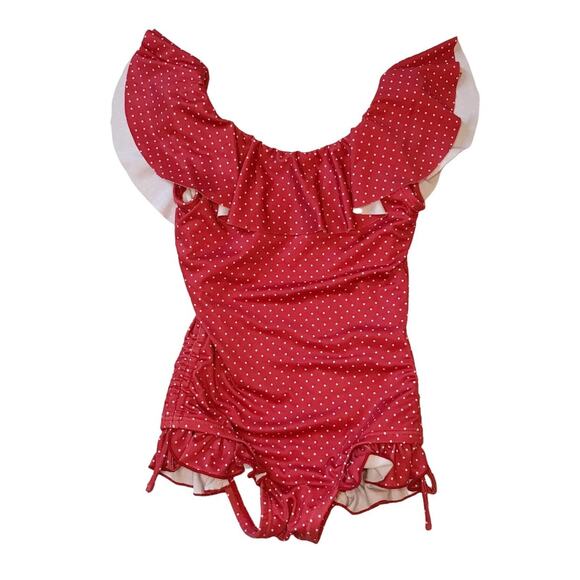 Wildling Well Dressed Wolf Red Polka Dot Swimming Suit 18M - Picture 1 of 5